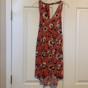 Pink floral halter dress